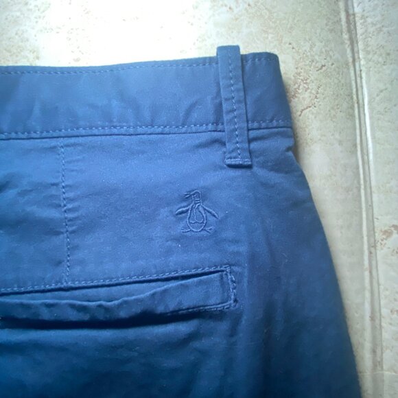 Penguin Blue Mens Chino Shorts Size 38 Classic Fit Flat Front Golf Casual - Picture 4 of 9